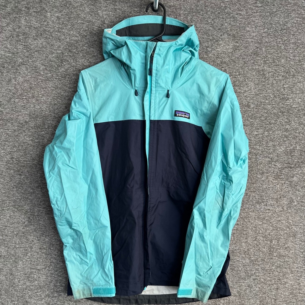Patagonia‎ Rain Jacket H2NO Hooded Lightweight Turquoise Blue Womens XS